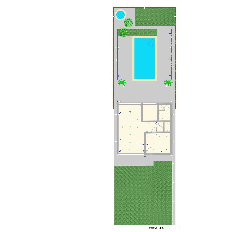 Poolhouse 1. Plan de 4 pièces et 52 m2