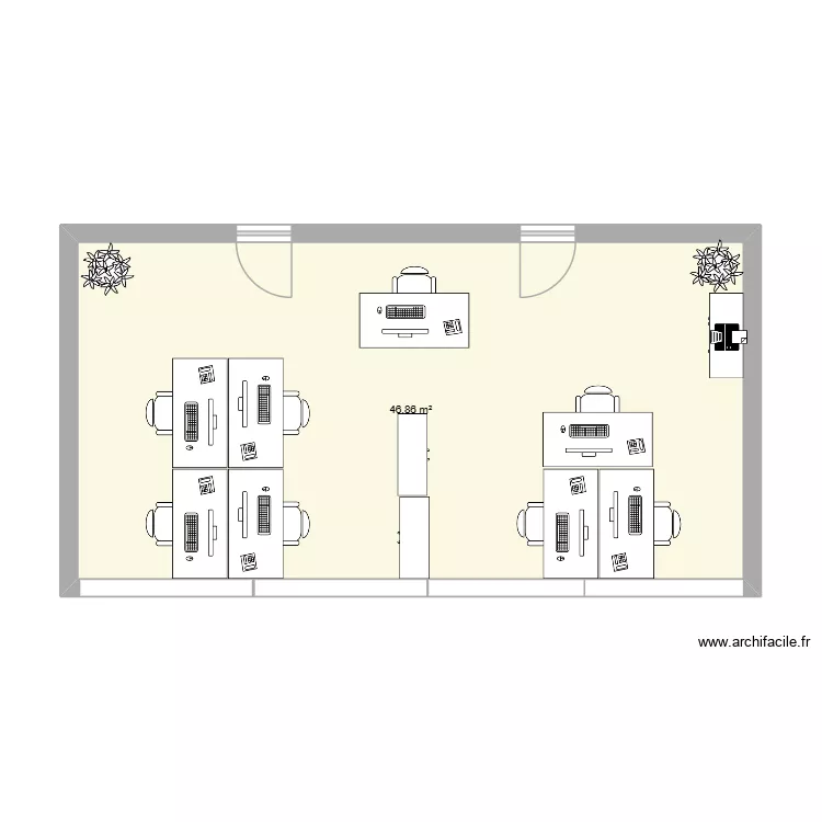 Pole comptabilit&eacute; - projet 1. Plan de 1  et 47 m²
