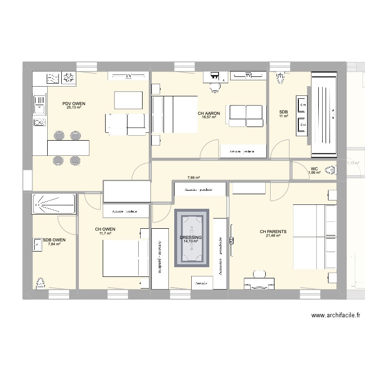 cours 2. Plan de 18 pièces et 268 m2