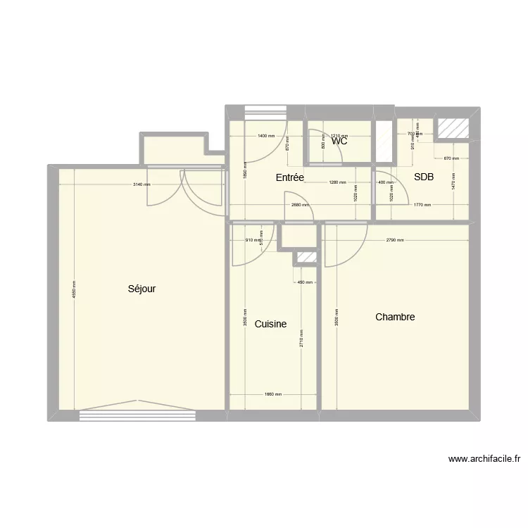 106 S&egrave;vres EXISTANT. Plan de 11  et 39 m²