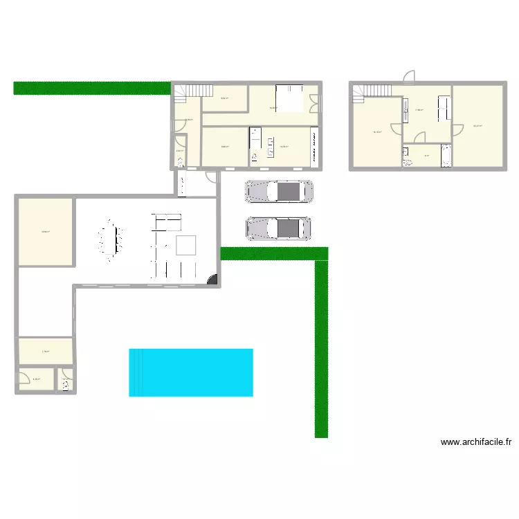 Men3. Plan de 14  et 159 m²