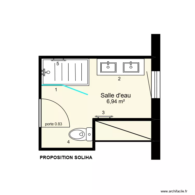 Antigny &agrave; Yzeures Proposition Soliha. Plan de 2  et 8 m²