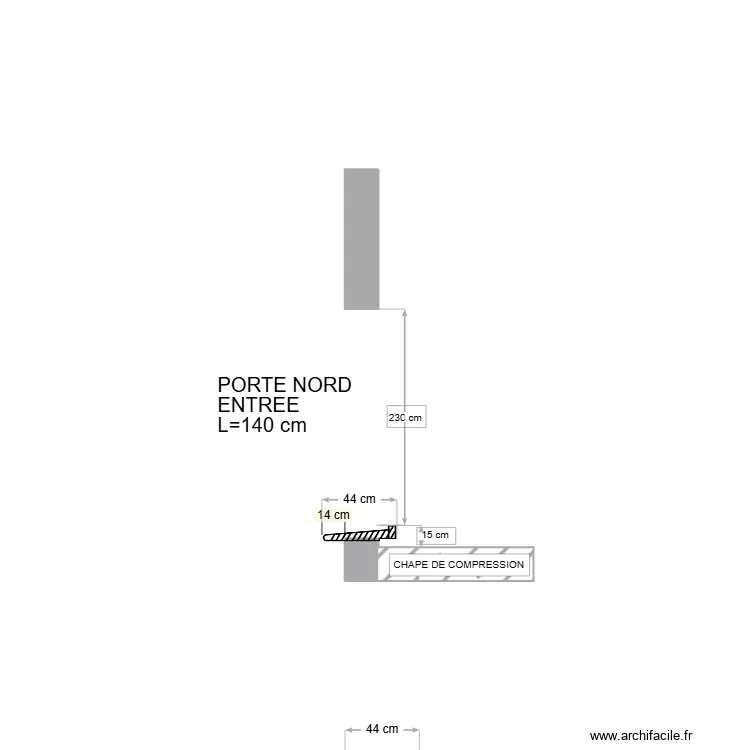 COUPE PORTE ENTREE NORD. Plan de 