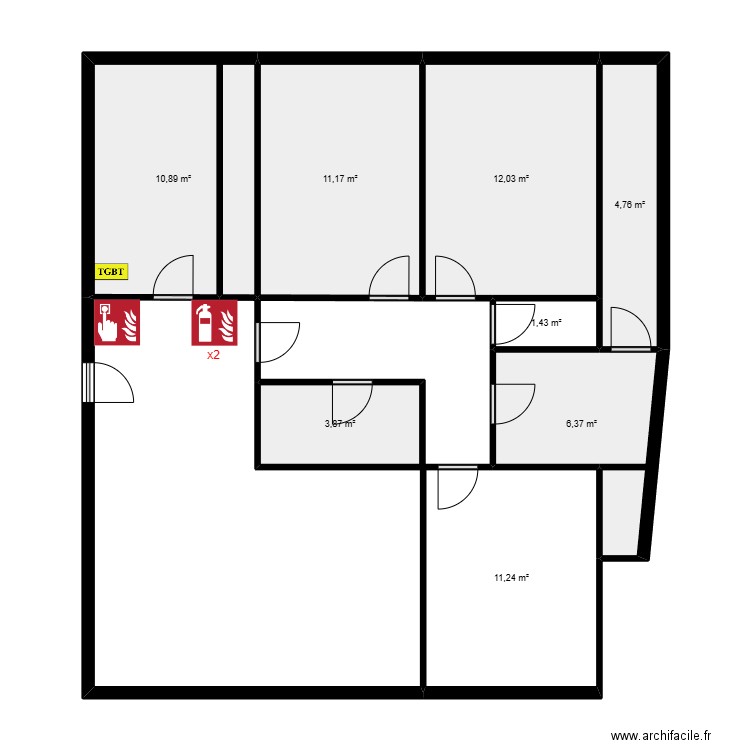 Handi. Plan de 8 pièces et 62 m2