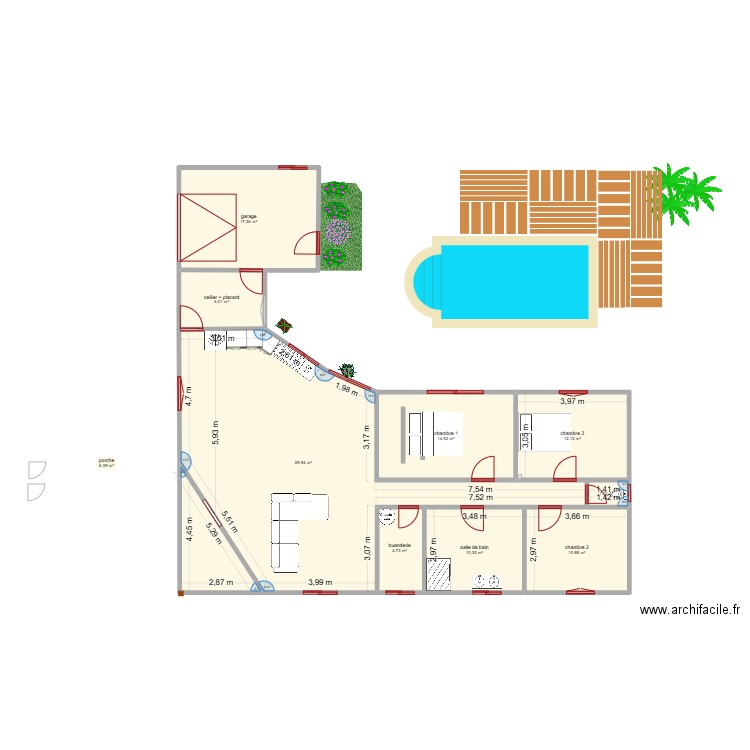 maison fille. Plan de 10 pièces et 144 m2