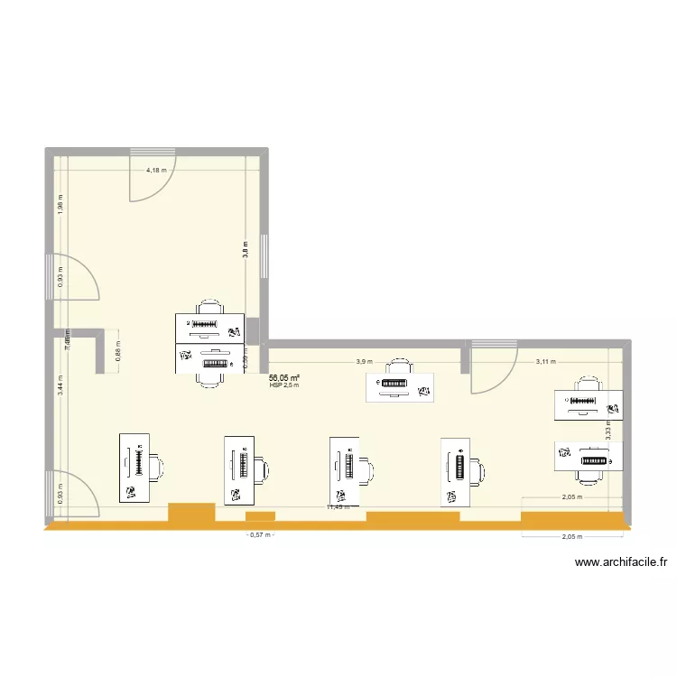 EOLE RDC. Plan de 1  et 56 m²