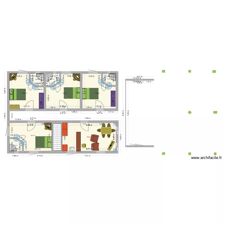kaz en mwen11. Plan de 9  et 91 m²
