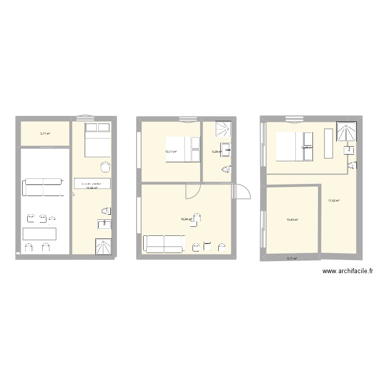 GARAGE. Plan de 9 pièces et 89 m2