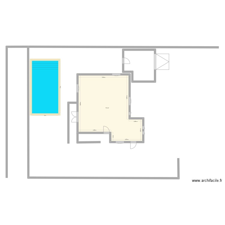 Piscine V.T. Plan de 1 pièce et 77 m2