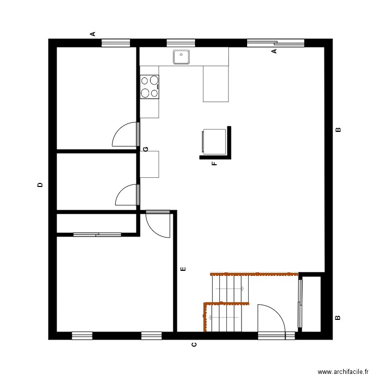 lahaye. Plan de 7 pièces et 74 m2