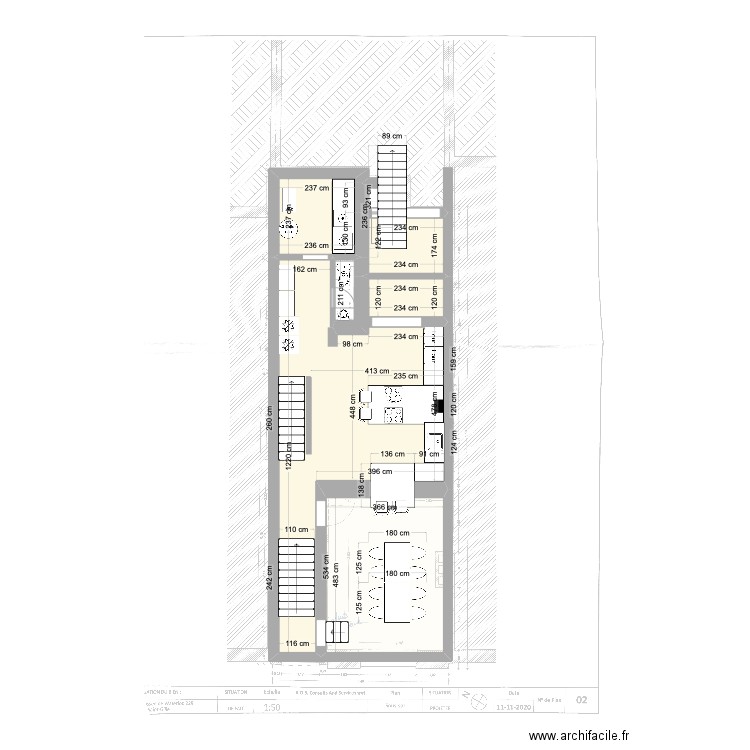 St Gilles Woo 229 - Entre sol - COMMUNS. Plan de 13 pièces et 98 m2