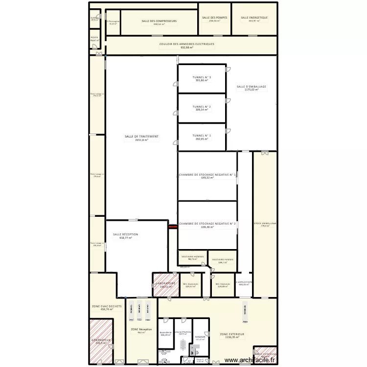 bahr. Plan de 37 pièces et 14741 m²