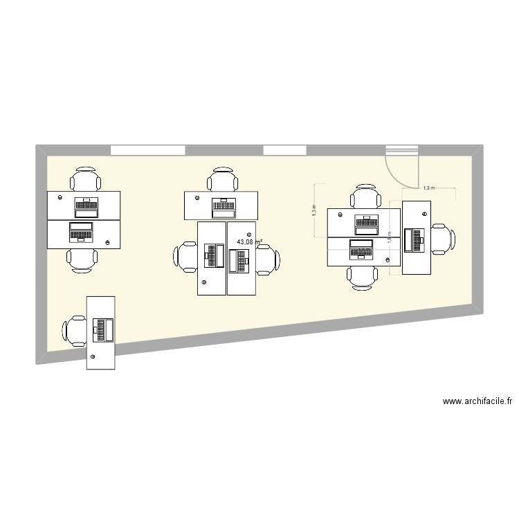 BUREAU RENION V 2. Plan de 1 pièce et 43 m2