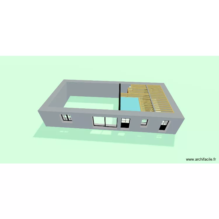 Nico-Emilie-plan 3D solivage R+1 5/12/25. Plan de 15 pièces et 291 m²