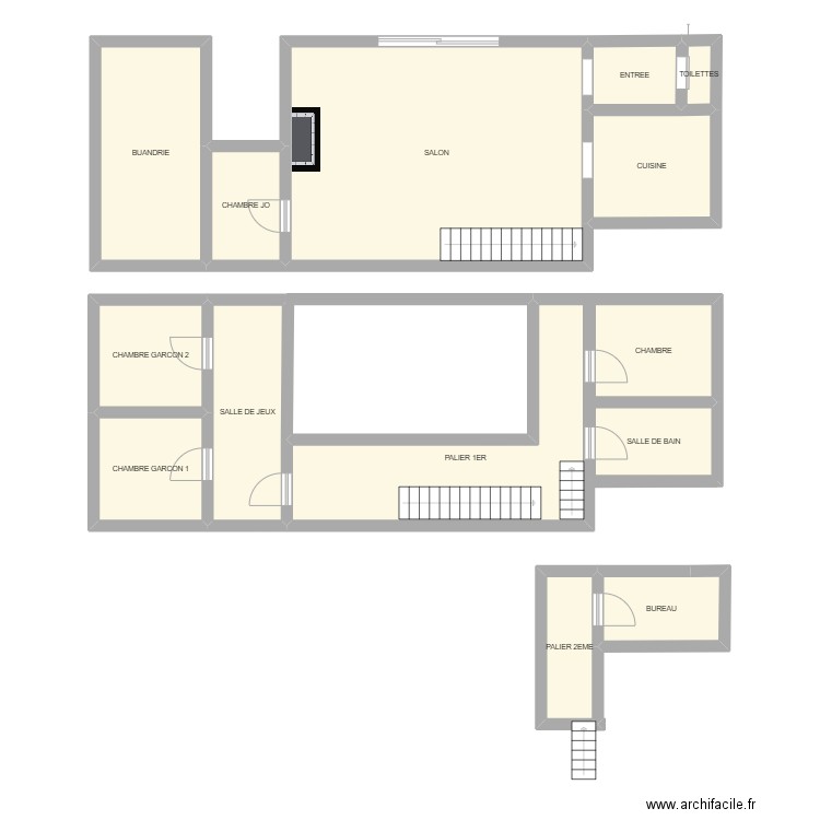 MAISON VILLECRESNERS. Plan de 14 pièces et 127 m2