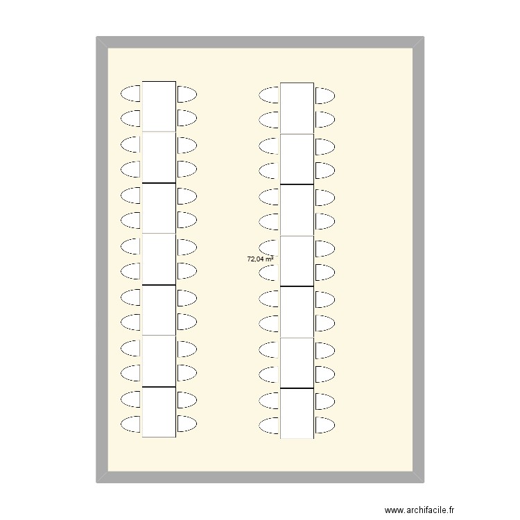 2 barres V. Plan de 1 pièce et 72 m2