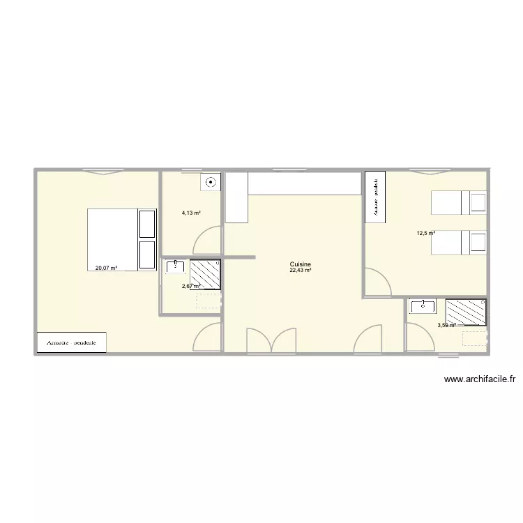 SAUL. Plan de 6  et 65 m²