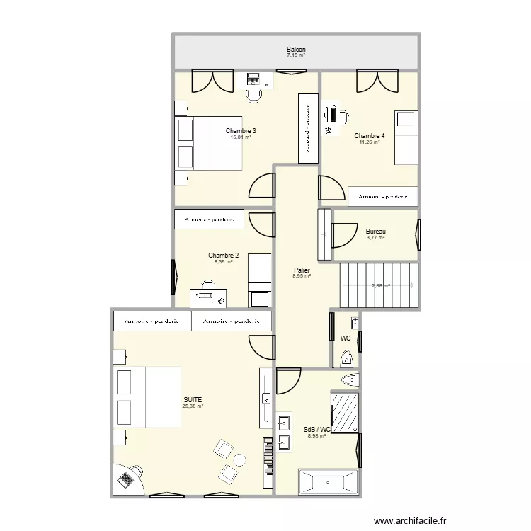 ROUSSE ETAGE FUTUR 4 Chaambres. Plan de ROUSSE ETAGE FUTUR 4 Chaambres. Plan de