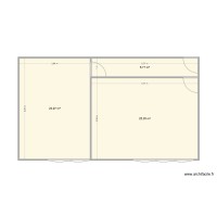 Plan avec dimensions et surfaces des deux espaces + couloir