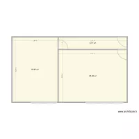 Plan avec dimensions et surfaces des deux espaces + couloir