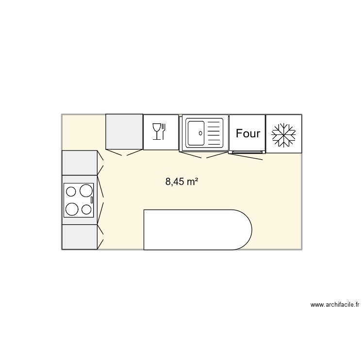CUISINE. Plan de 1 pièce et 8 m2