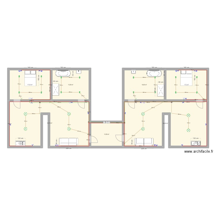 Hôtel. Plan de 7 pièces et 172 m2