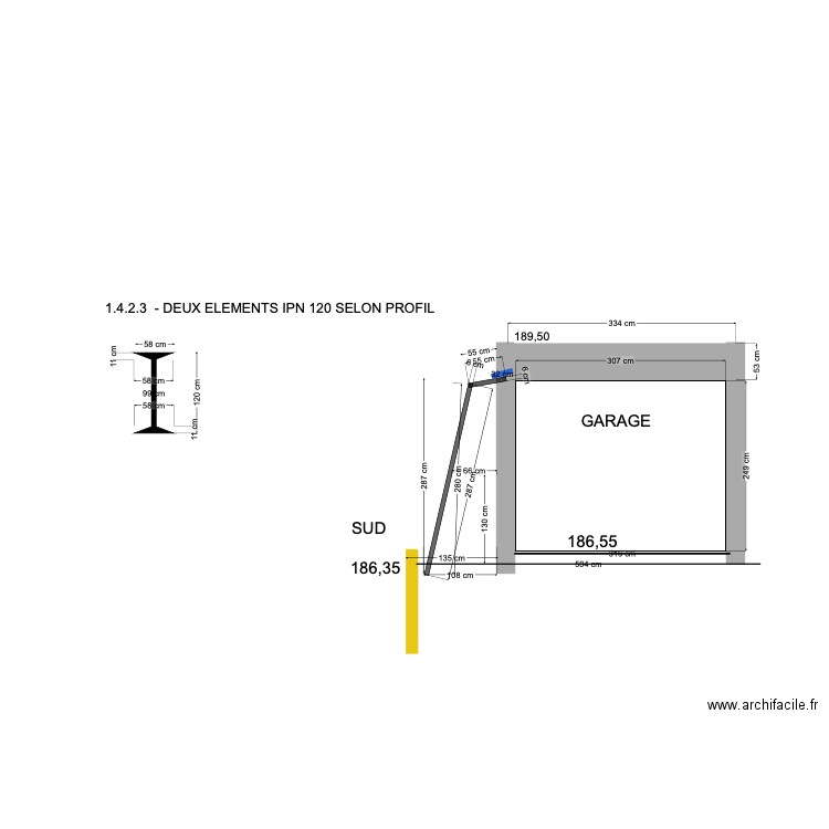 1.4.2.3 -DEUX ELEMENTS IPN 120 / GARAGE. Plan de 0 pièce et 0 m2