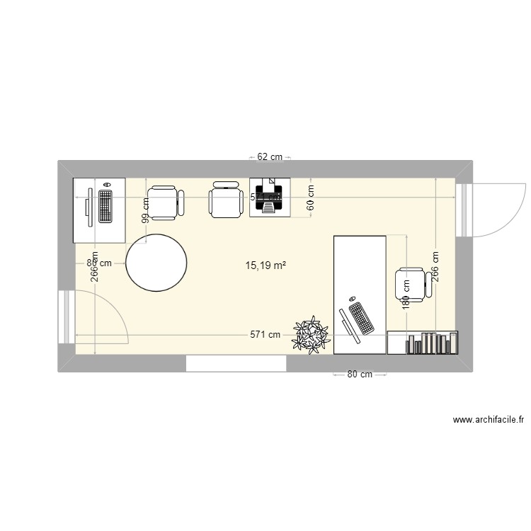 bureau KL. Plan de 1 pièce et 15 m2