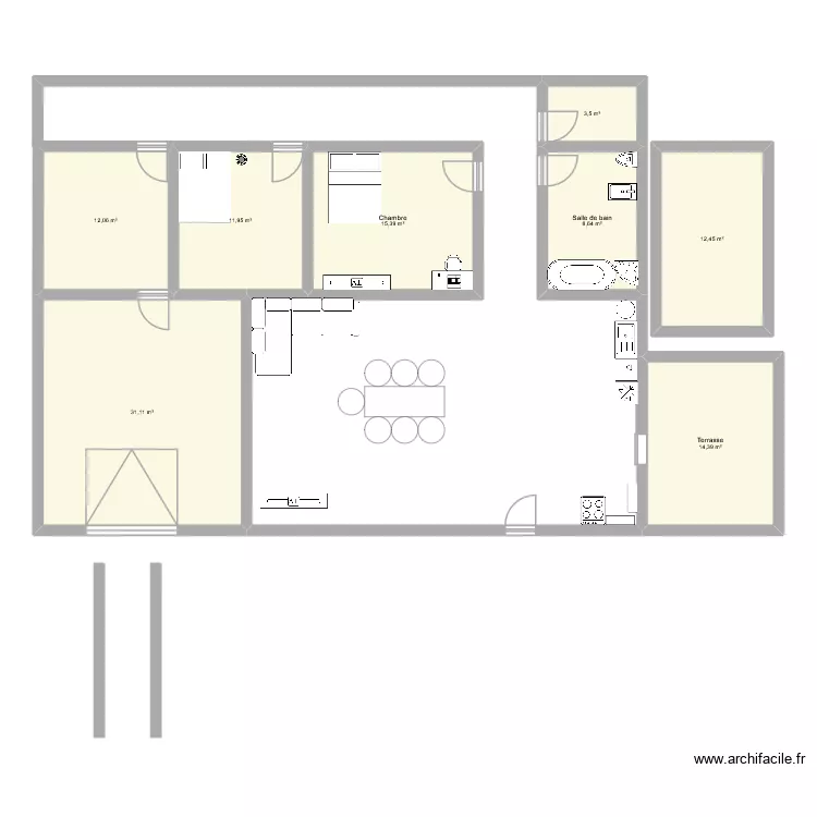 construire. Plan de 8  et 109 m²