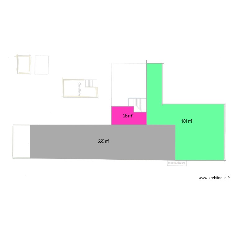 surface entrepôts + bureau Mont Blanc. Plan de 3 pièces et 302 m2