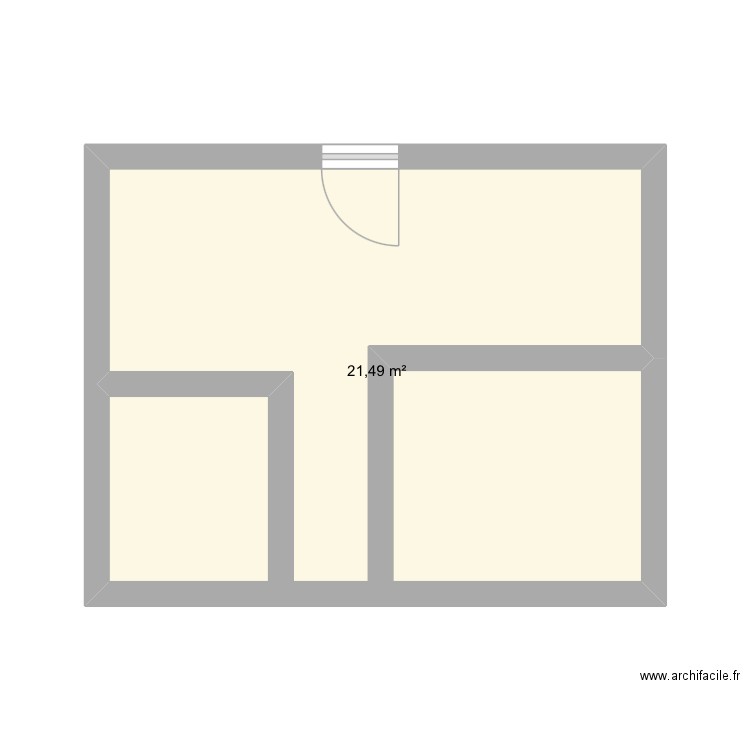 T2 TPVC. Plan de 1 pièce et 21 m2