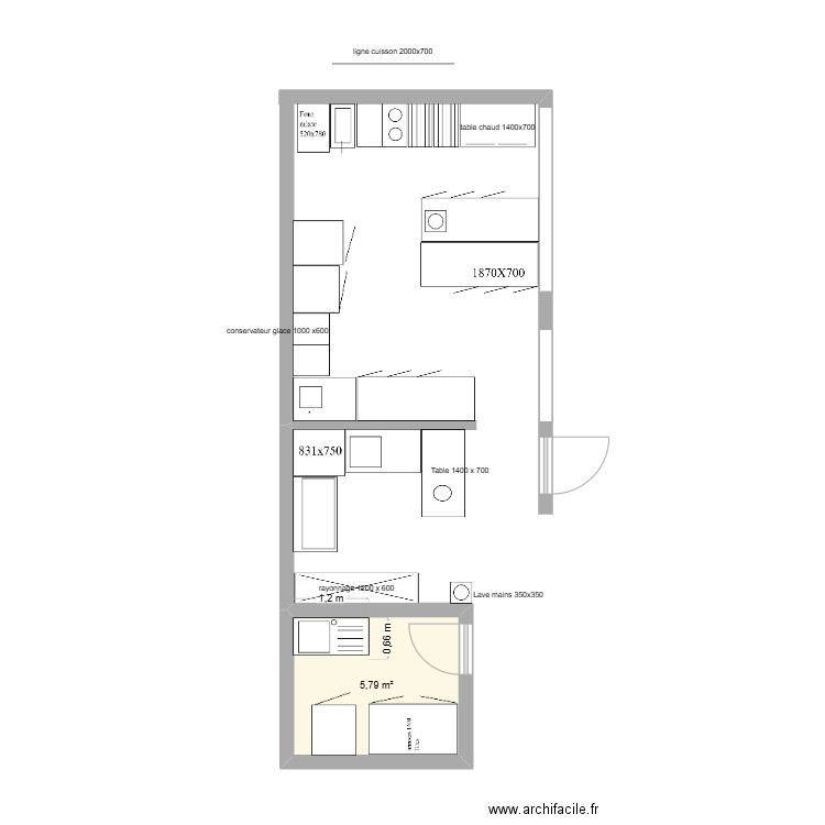 forum. Plan de 1 pièce et 6 m2