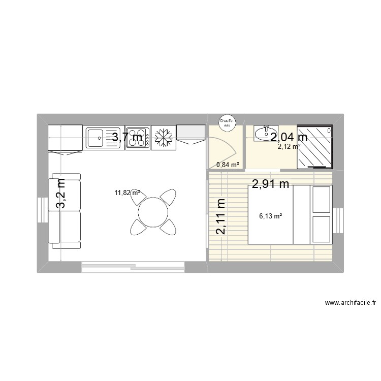 Trevou. Plan de 4 pièces et 21 m2