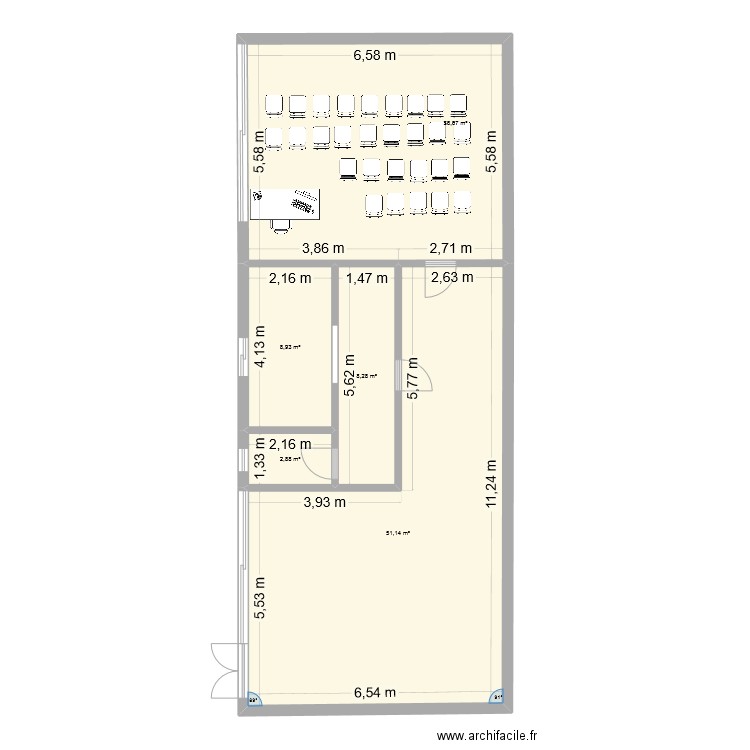 Salle Muscu USCN. Plan de 5 pièces et 108 m2