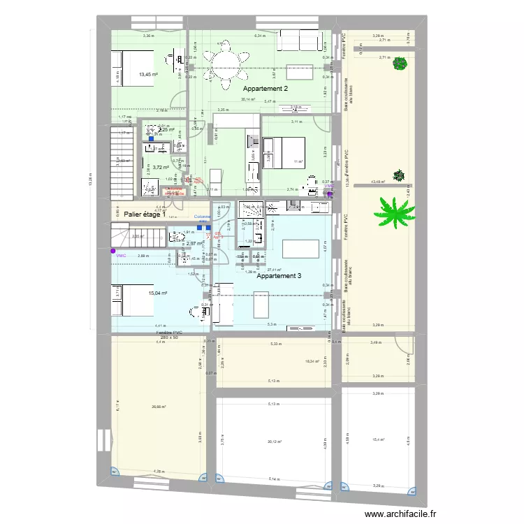 Pasteur Etage 1 d10. Plan de 19 pièces et 248 m²
