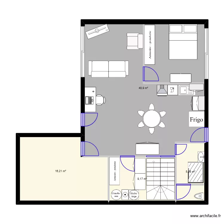 Maison n&deg;2. Plan de 4 pièces et 79 m²