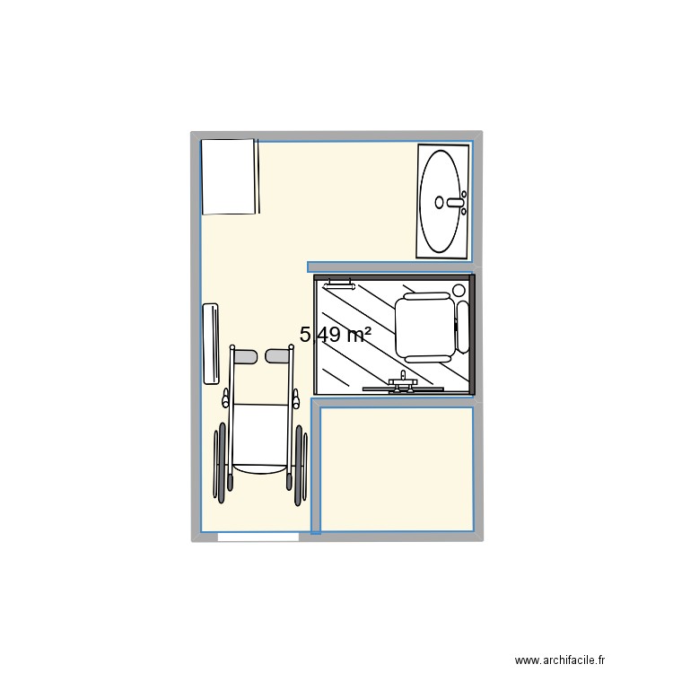 M. A. Plan de 1 pièce et 5 m2