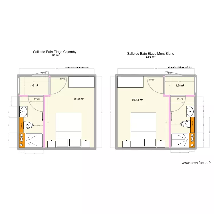 20251029 Salle de Bain Etage Colomby et Mont Blanc. Plan de 