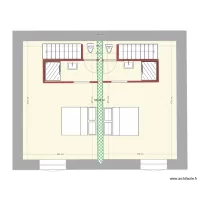 Plan &eacute;tage avec esclier bifurqu&eacute; sans garage