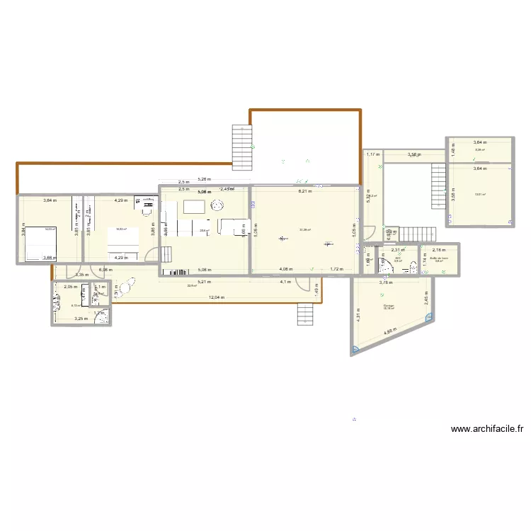 faka avancement V5 finale. Plan de 16  et 170 m²