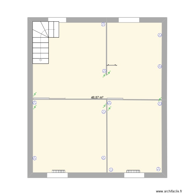 premier. Plan de 1 pièce et 49 m2
