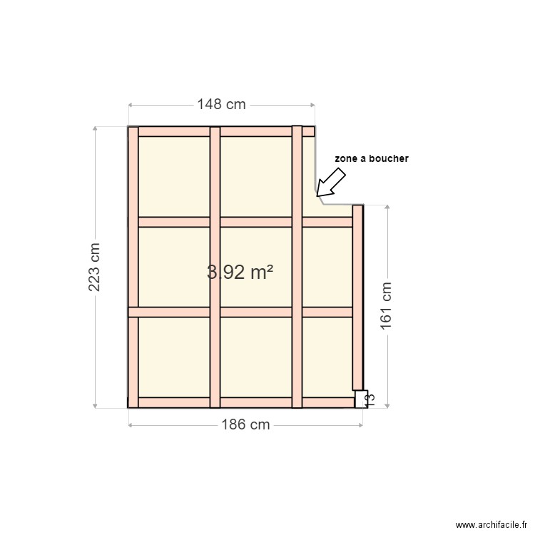 MAURY2. Plan de 1 pièce et 4 m2