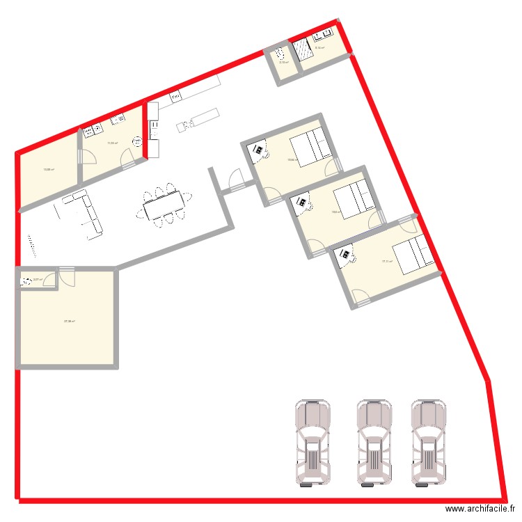 OLIVETTES. Plan de 9 pièces et 107 m2