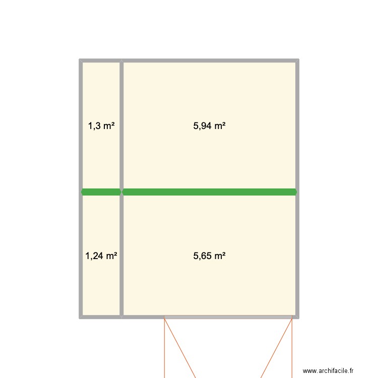 atelier jardin. Plan de 4 pièces et 14 m2