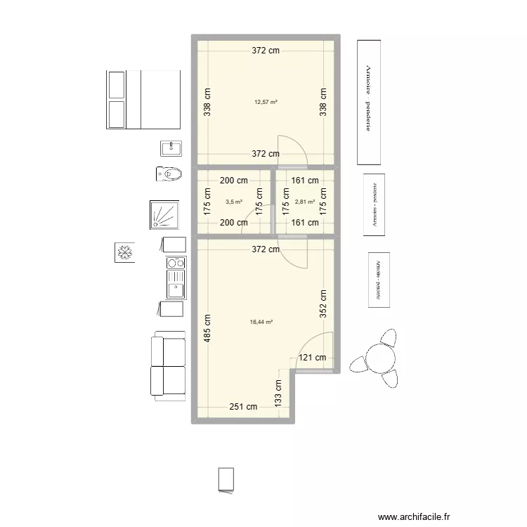 Studios Malika. Plan de 