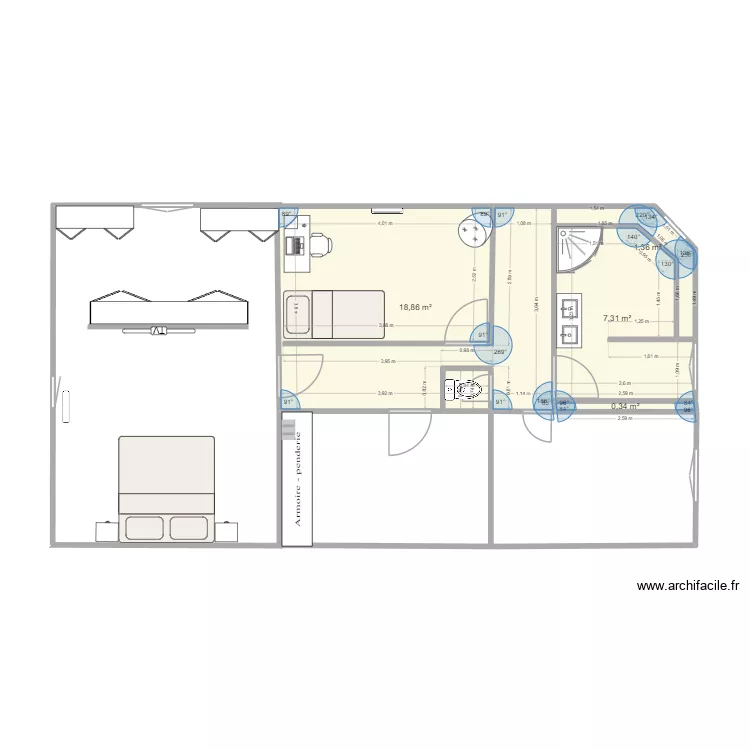 chambre parental. Plan de 4 Pièces et 28 m² chambre parental. Plan de 4 Pièces et 28 m²