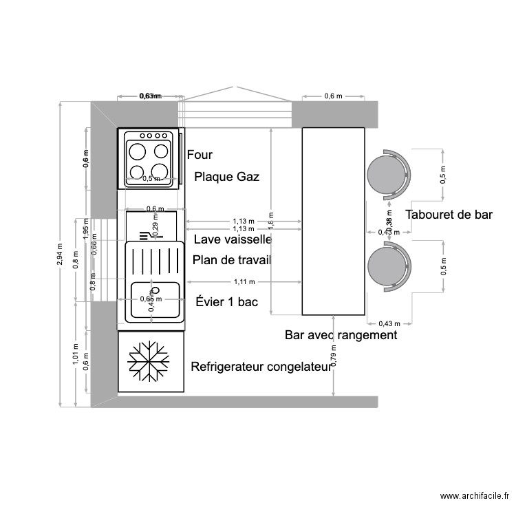 Cuisine petite maison. Plan de 0 pièce et 0 m2