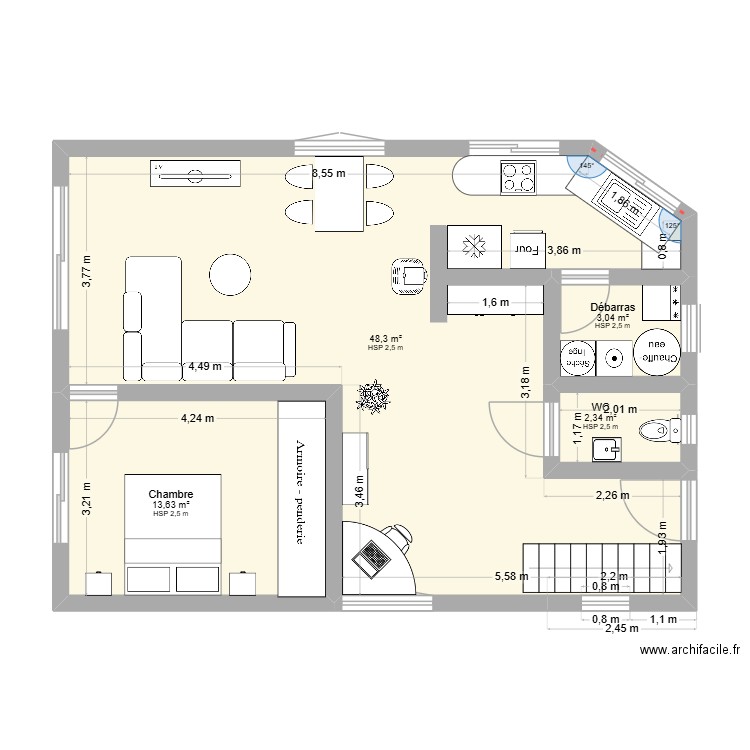 DADONVILLE2. Plan de 4 pièces et 67 m2