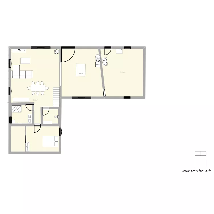 maison drace. Plan de 3  et 143 m²