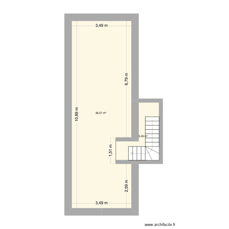 Cérons cave. Plan de 2 pièces et 42 m2